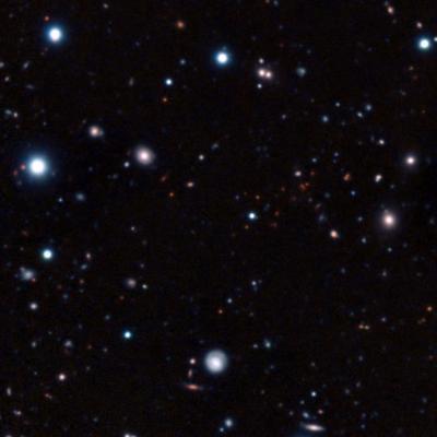 A composite image showing the most remote mature cluster of galaxies yet found